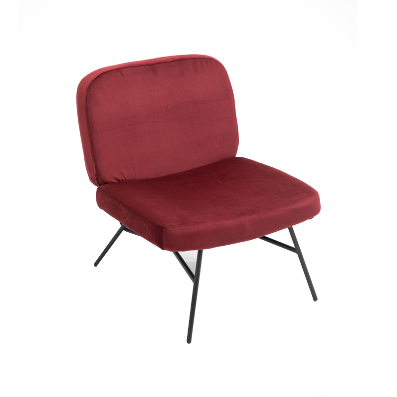 AH-0040 Sillón sin brazos con respaldo rectangular redondeado moderno en terciopelo