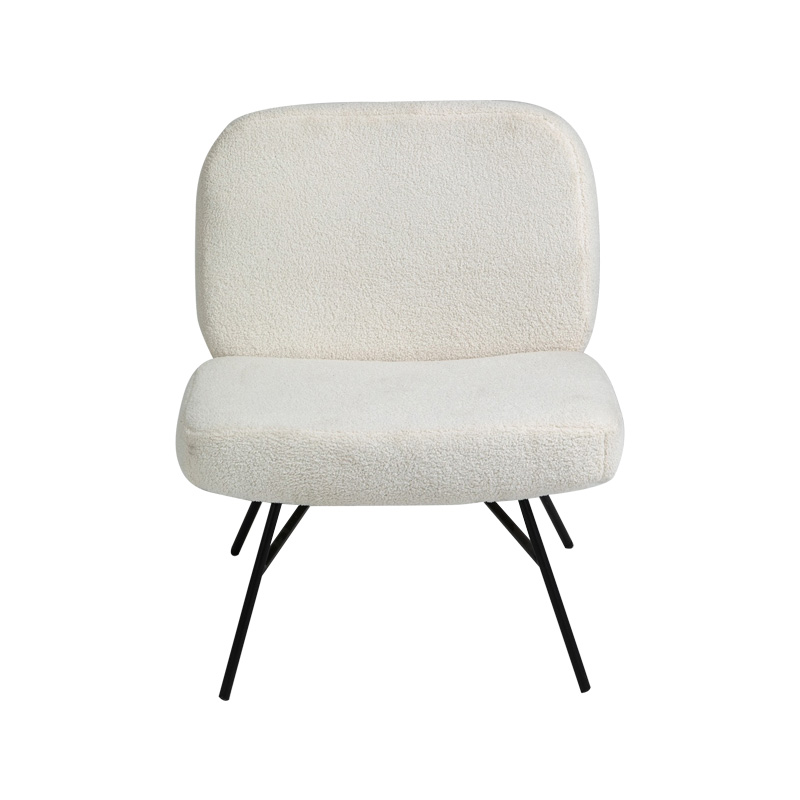 AH-0040 Sillón moderno sin brazos con respaldo rectangular redondeado en lana de cordero