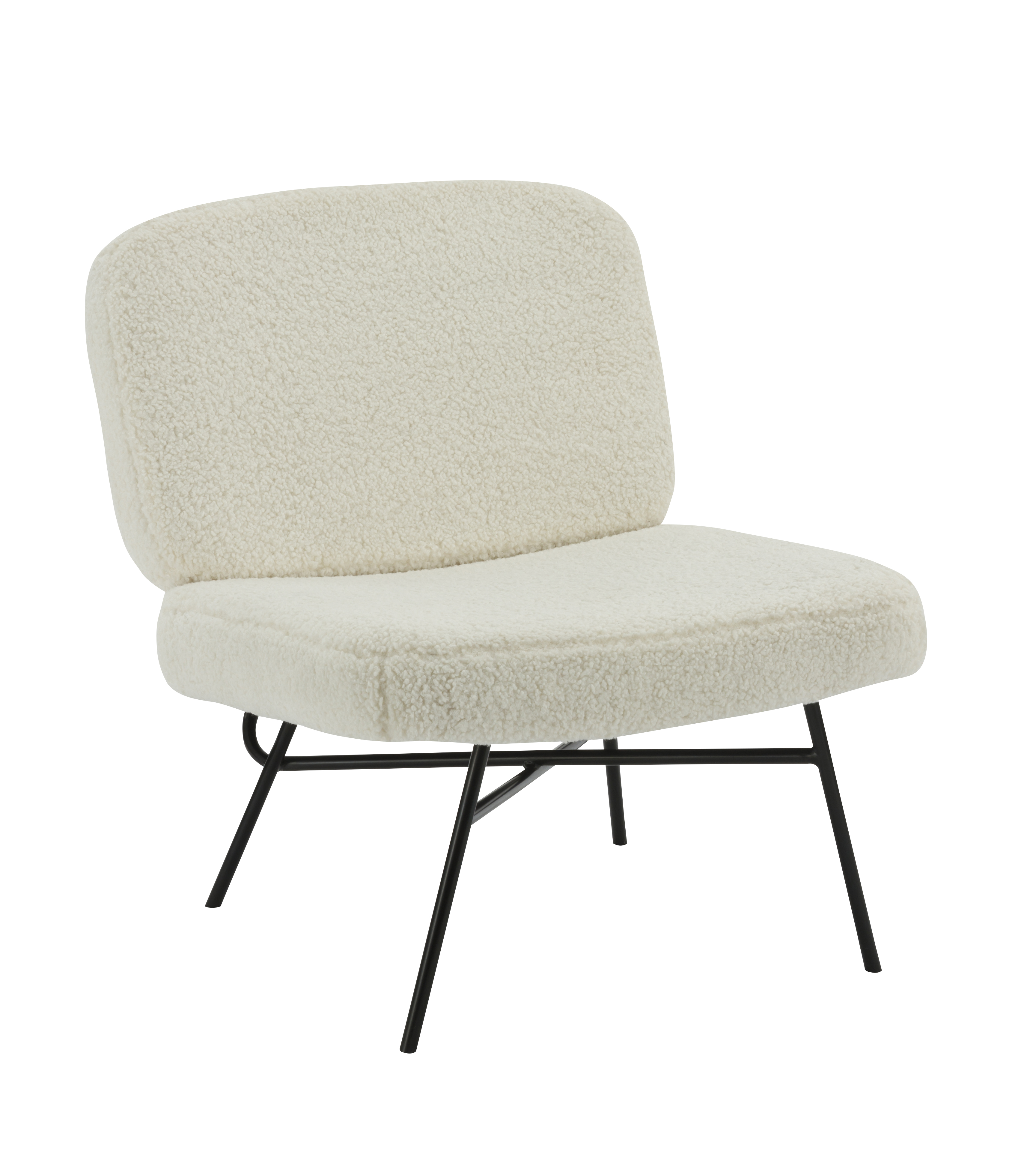 AH-0040 Sillón moderno sin brazos con respaldo rectangular redondeado en lana de cordero