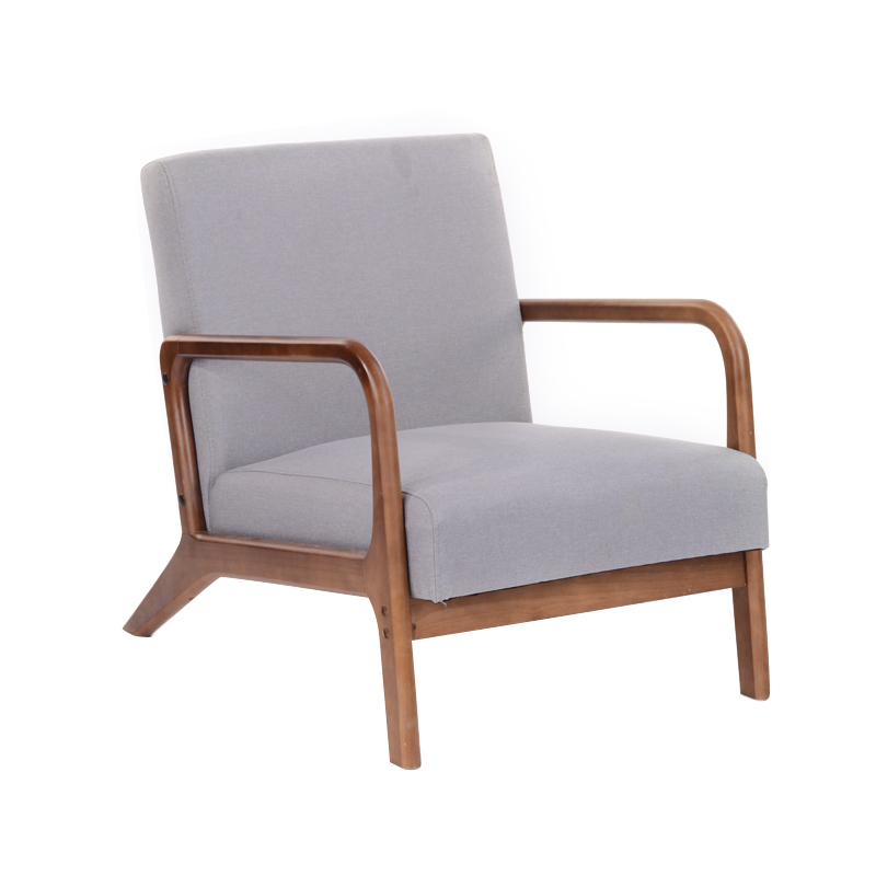 AH-0132 Sillón con estructura de madera de caucho súper ancho y bajo con cojín