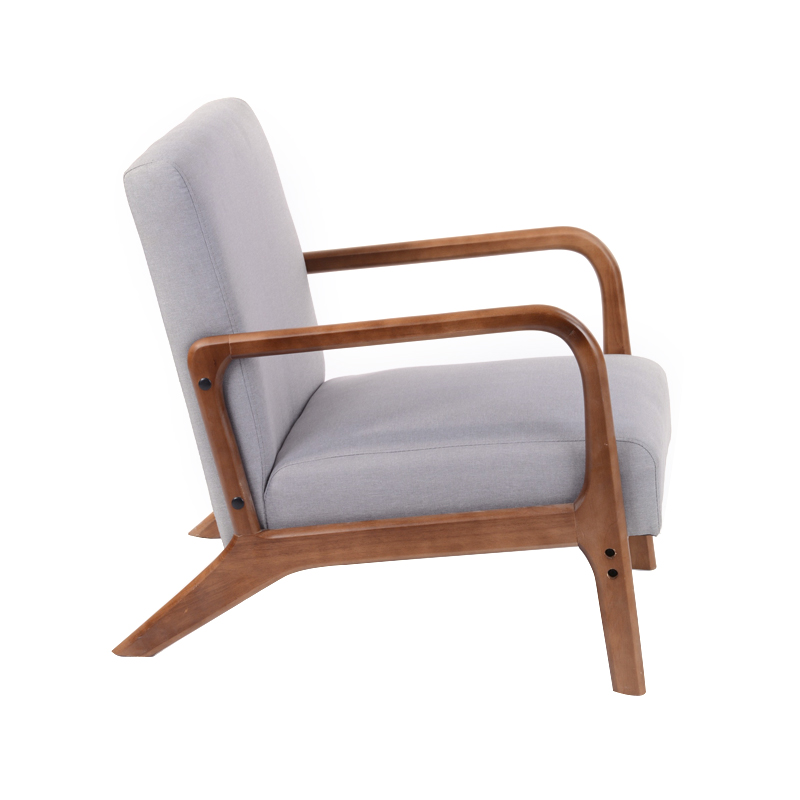 AH-0132 Sillón con estructura de madera de caucho súper ancho y bajo con cojín