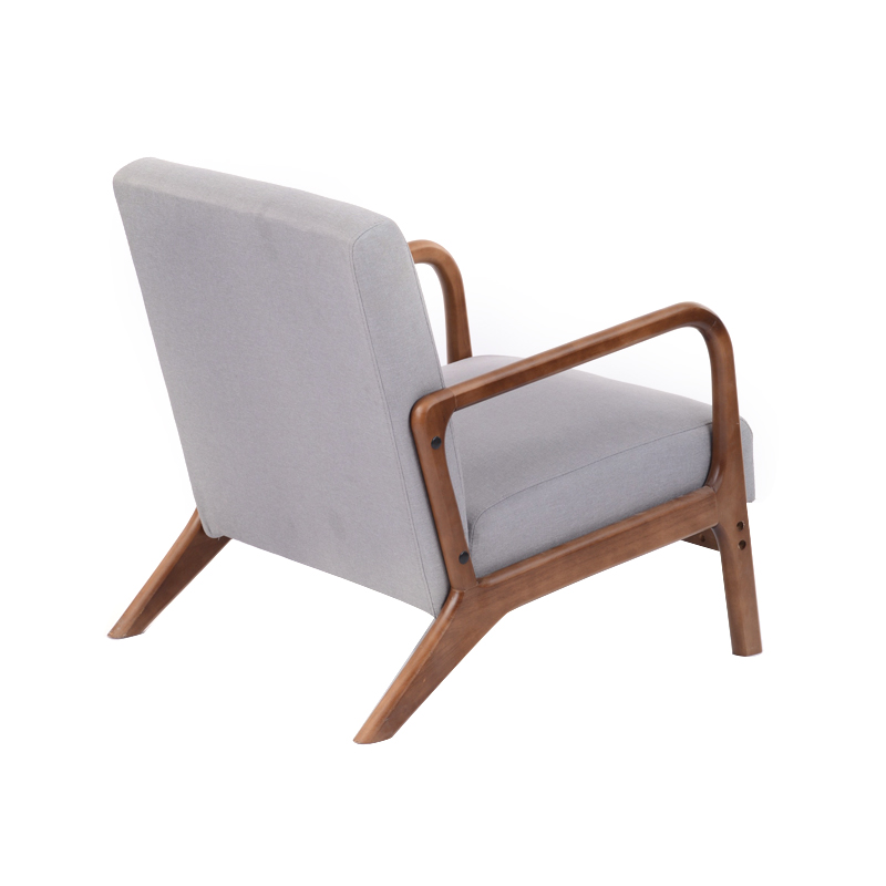 AH-0132 Sillón con estructura de madera de caucho súper ancho y bajo con cojín