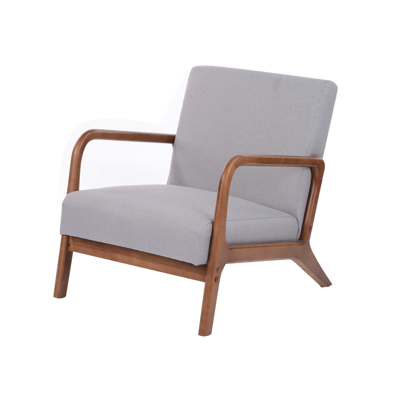 AH-0132 Sillón con estructura de madera de caucho súper ancho y bajo con cojín