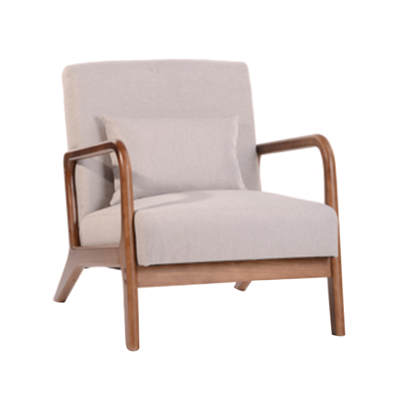 AH-0132 Sillón con estructura de madera de caucho súper ancho y bajo con cojín