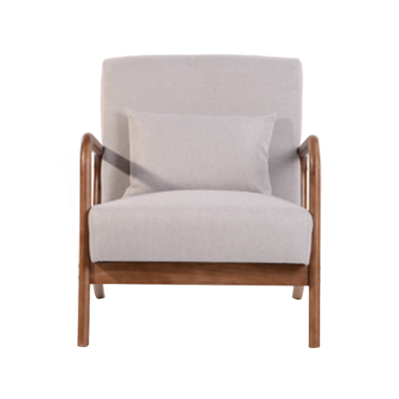 AH-0132 Sillón con estructura de madera de caucho súper ancho y bajo con cojín