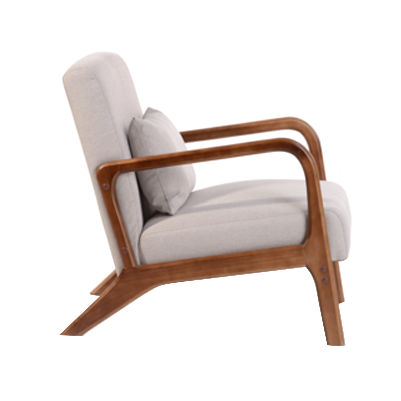 AH-0132 Sillón con estructura de madera de caucho súper ancho y bajo con cojín