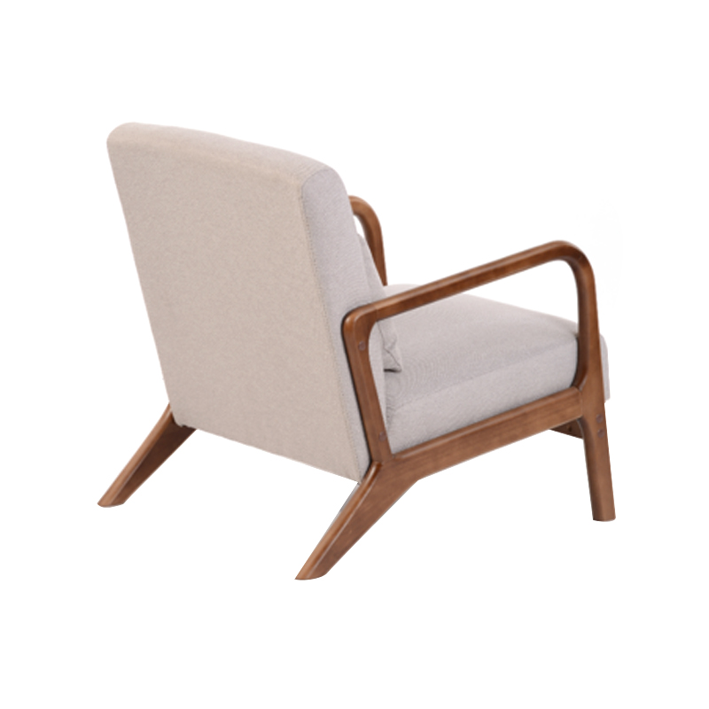 AH-0132 Sillón con estructura de madera de caucho súper ancho y bajo con cojín