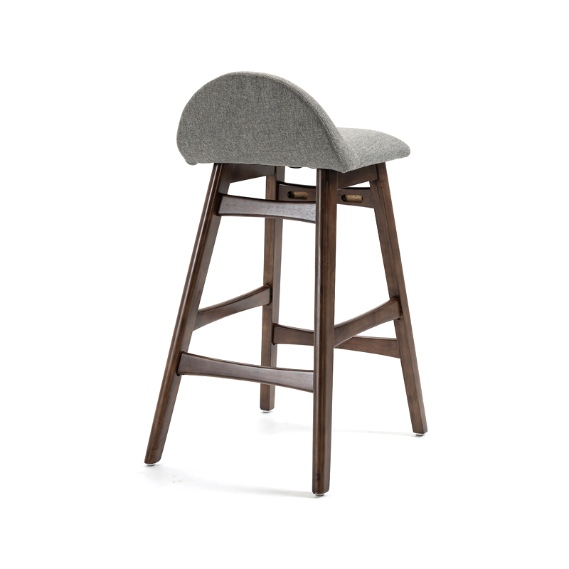 AH-2053 Taburete de bar con respaldo de asiento de corte bajo con estructura desmontable de madera maciza de caucho